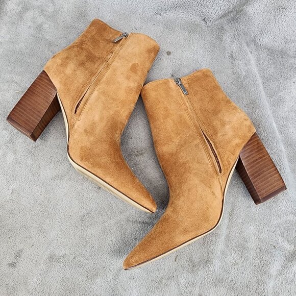 Marc Fisher Shoes Womens Size 8 Brown Leather Side Zip Ankle Boots - Picture 6 of 12